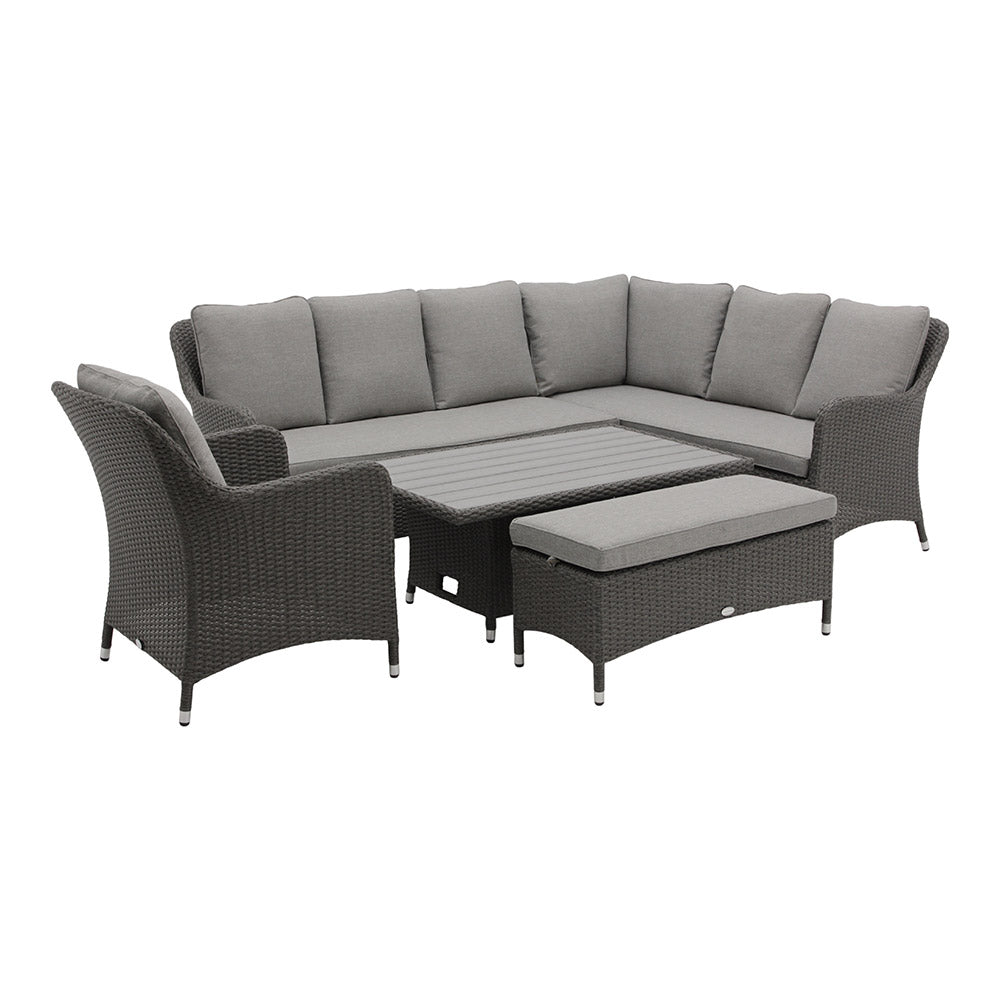 Bramblecrest Tetbury L-Shaped Garden Sofa Set in Pewter Weave, Long Left