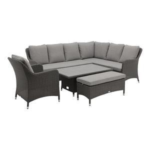 Bramblecrest Tetbury L-Shaped Garden Sofa Set in Pewter Weave, Long Left