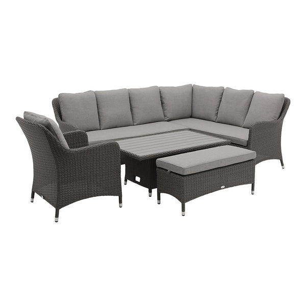 Bramblecrest Tetbury L-Shaped Garden Sofa Set in Pewter Weave, Long Left