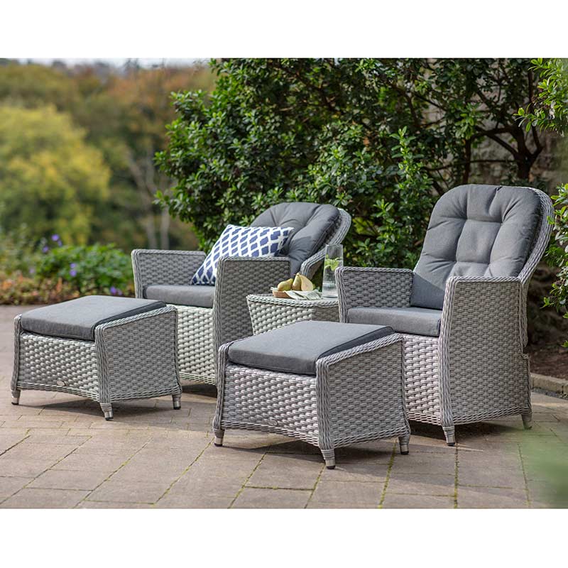 Bramblecrest Wentworth 2 Seat Recliner Set in Pewter Rattan