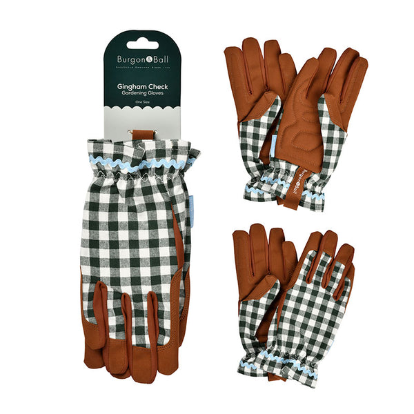 Burgon and Ball Colour Collection Green Check Gardening Gloves