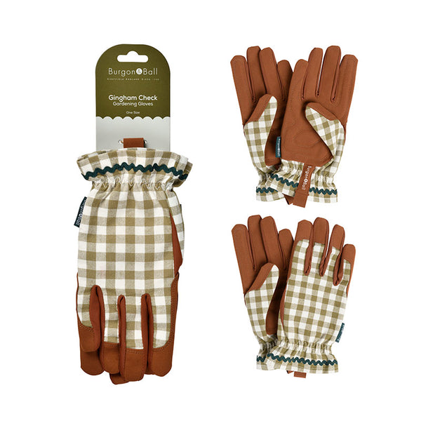 Burgon and Ball Colour Collection Olive Check Gardening Gloves