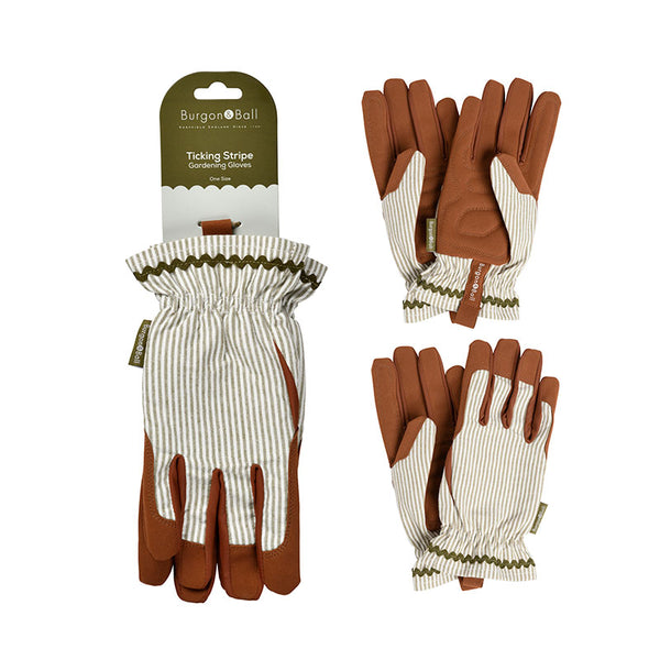 Burgon and Ball Colour Collection Olive Stripe Gardening Gloves