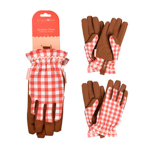 Burgon and Ball Colour Collection Red Check Gardening Gloves