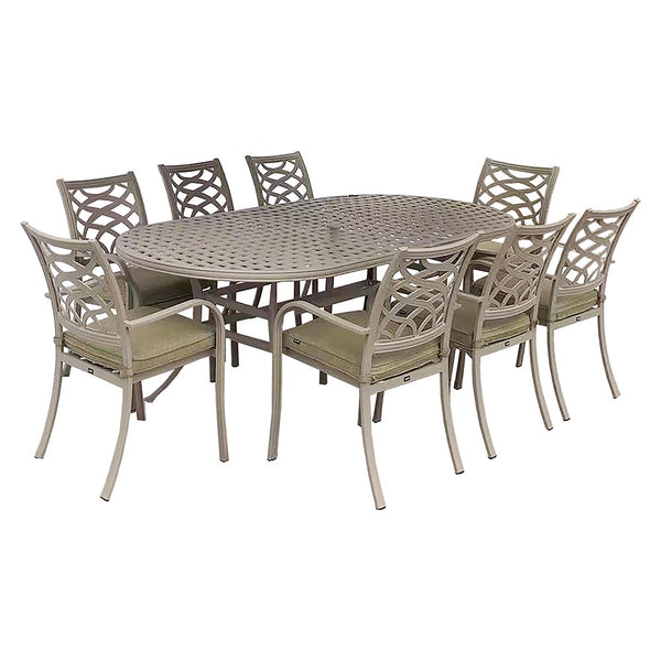 Hartman Buxton 8 Seat Oval Garden Dining Set in Maize with 3m Parasol & Base