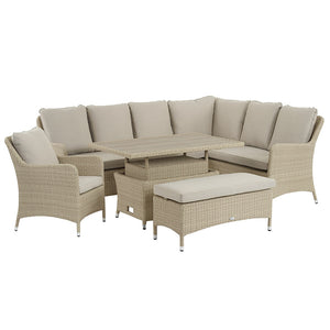 Bramblecrest Tetbury L-Shaped Garden Sofa Set in Nutmeg Weave with Dual Height Table, Dining Bench &amp; Sofa Chair image 5