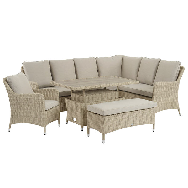 Bramblecrest Tetbury L-Shaped Garden Sofa Set in Nutmeg Weave with Dual Height Table, Dining Bench &amp; Sofa Chair image 5