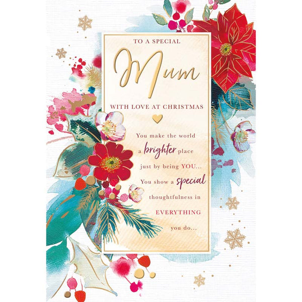 Words N Wishes Panel with Flowers Christmas Card image 0