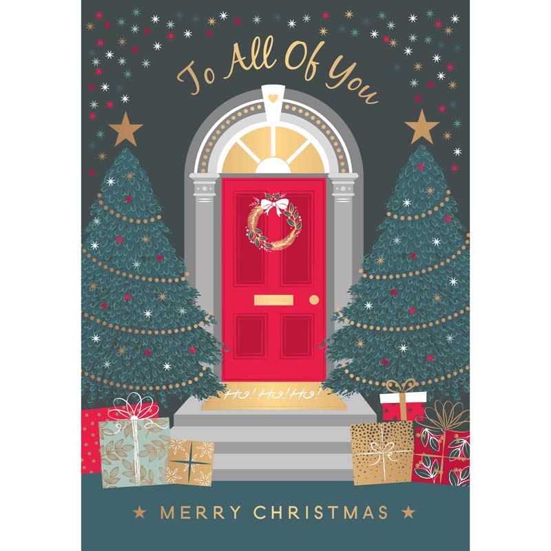Words N Wishes Red Door, Present & Tree Scene Christmas Card image 0