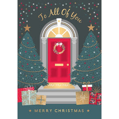 Words N Wishes Red Door, Present & Tree Scene Christmas Card image 0