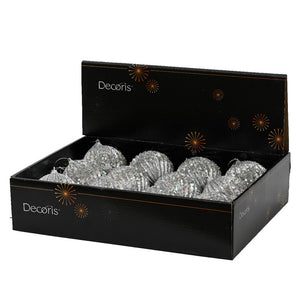 Decoris Foam Bauble in Silver with Iridescent Glitter image 1