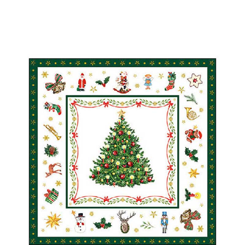 Ambiente Paper Cocktail Napkins - Christmas Evergreen (Pack of 20) image 0