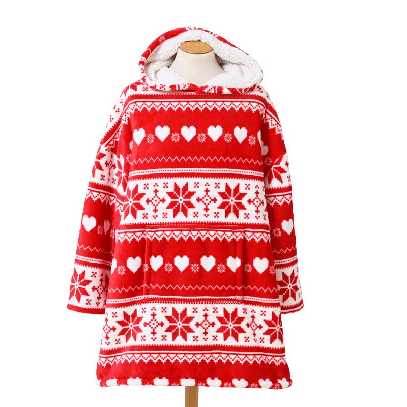 Oversized Blanket Hoodie with Snowflake Pattern image 0
