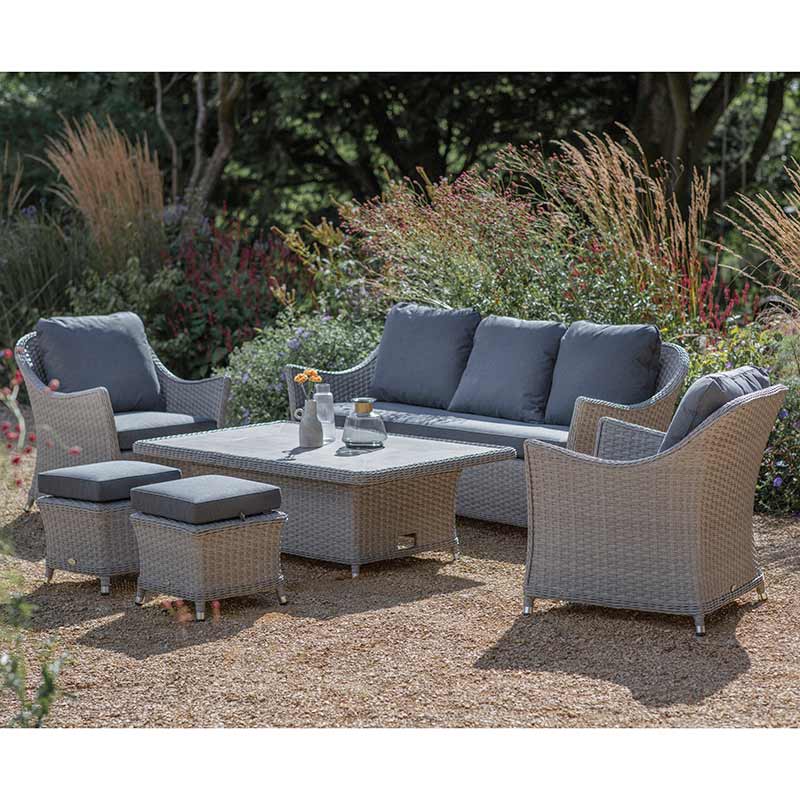 Bramblecrest Wentworth Garden Lounge Set with Dual Height Table in Pewter Rattan image 0
