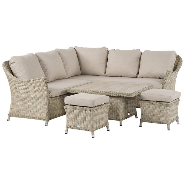 Bramblecrest Monterey Mini Corner Sofa Set in Sandstone Rattan with Dual Height Table image 6