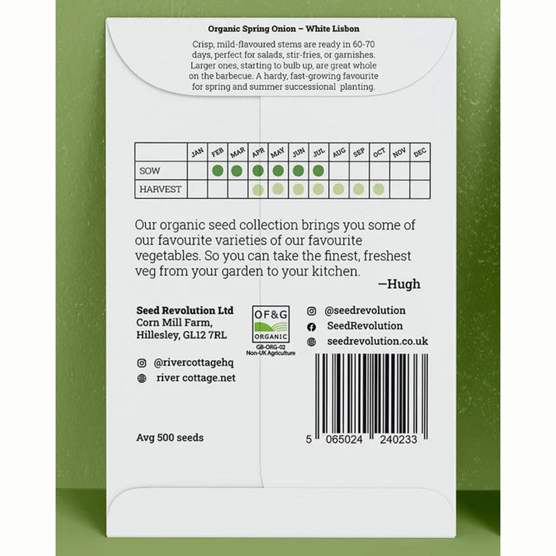 River Cottage Organic Seeds – Spring Onion ‘White Lisbon’ (1 Packet) image 0