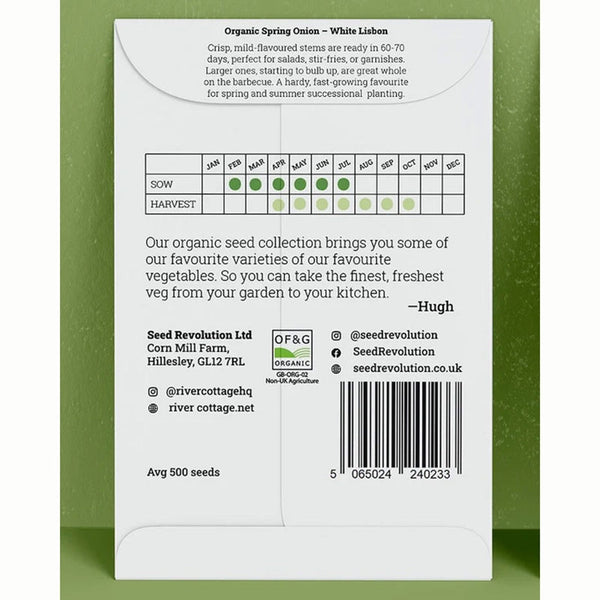 River Cottage Organic Seeds – Spring Onion ‘White Lisbon’ (1 Packet) image 1
