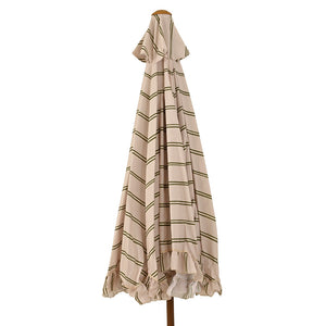 2.2m Striped Ruffle Frill Parasol - Beige image 4