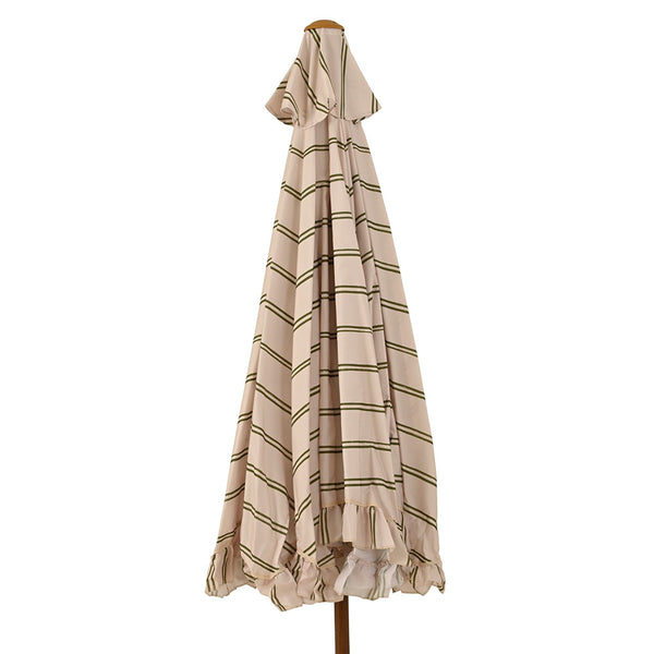 2.2m Striped Ruffle Frill Parasol - Beige image 4