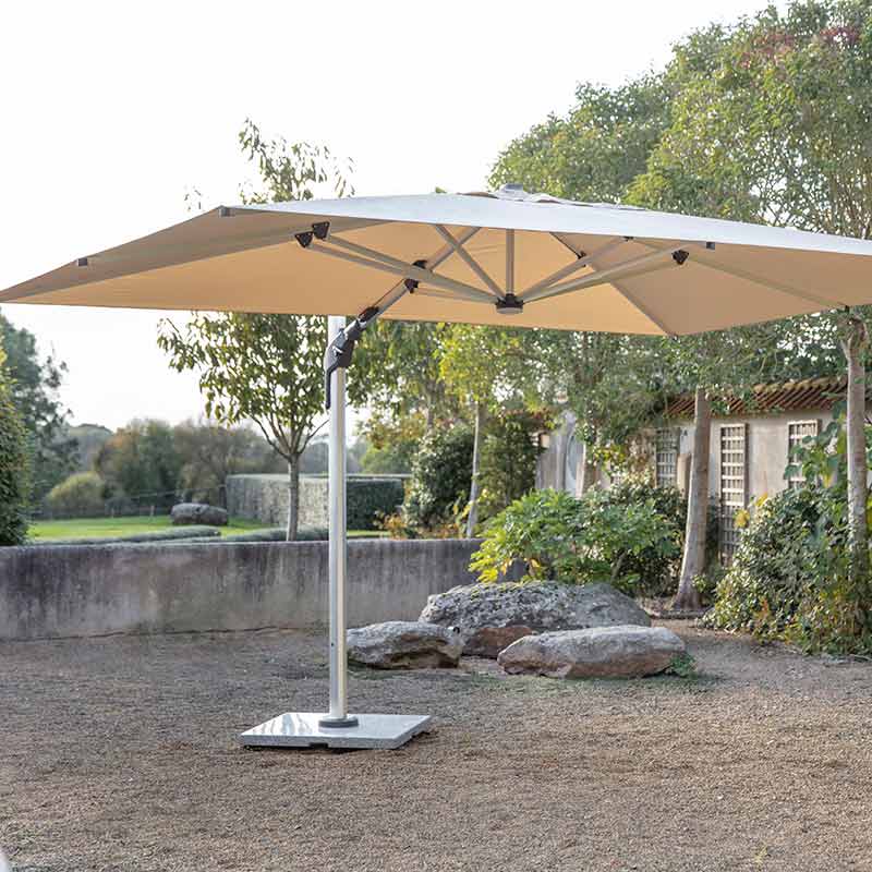 Bramblecrest Worcester 4 x 3m Rectangular Cantilever Parasol in Sand with LED, Granite Base & Cover image 0