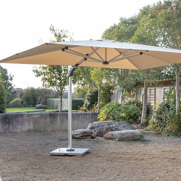 Bramblecrest Worcester 4 x 3m Rectangular Cantilever Parasol in Sand with LED, Granite Base & Cover image 1