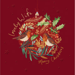 Woodmansterne Robin In Bauble Wife Christmas Card image 0