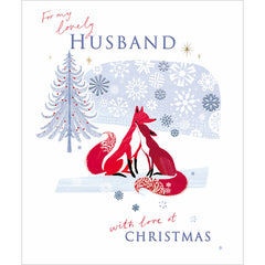 Woodmansterne 2 Foxes Snuggling Husband Christmas Card image 0