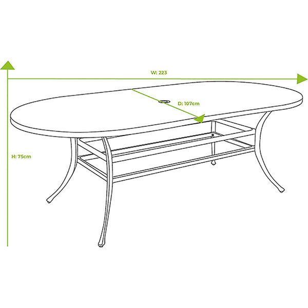 Hartman Berkeley 8 Seat Garden Dining Set in Maize with Oval Table, Parasol & Base image 12