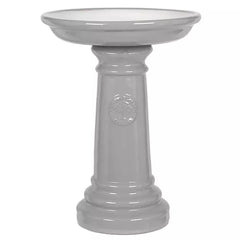Woodlodge Heritage Glazed Bird Bath 37cm Grey & White image 0