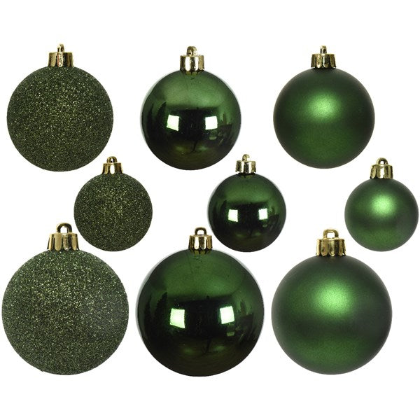Decoris Shatterproof Baubles in Pine Green (Pack of 30) image 1