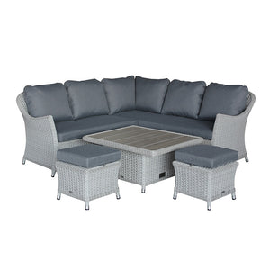 Bramblecrest Wentworth Rattan Mini Corner Sofa Set with Dual Height Table in Pewter image 7