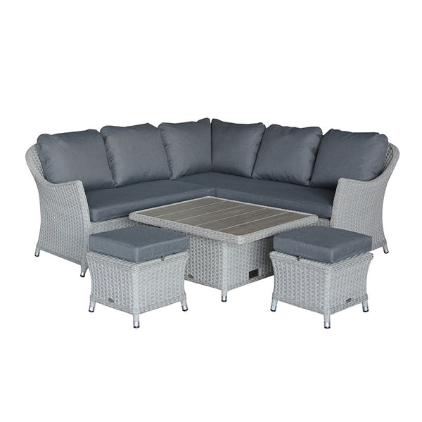 Bramblecrest Wentworth Rattan Mini Corner Sofa Set with Dual Height Table in Pewter image 7