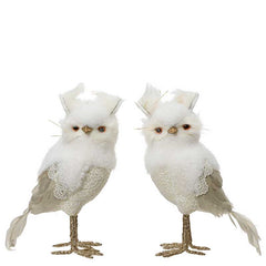 Decoris Standing White Owl with Glitter (Assorted Designs) image 0