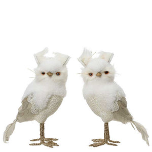 Decoris Standing White Owl with Glitter (Assorted Designs) image 0