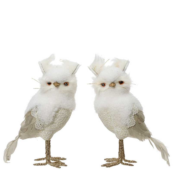 Decoris Standing White Owl with Glitter (Assorted Designs) image 0