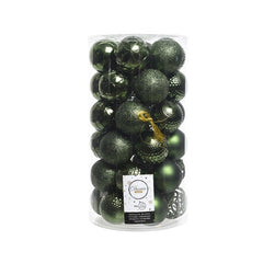 Decoris Shatterproof Baubles in Pine Green (Pack of 37) image 0