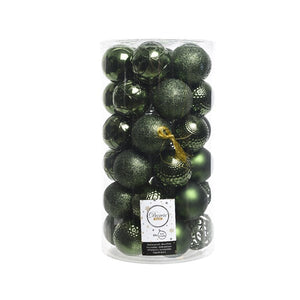 Decoris Shatterproof Baubles in Pine Green (Pack of 37) image 0