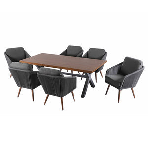 Hartman Eden 6 Seat Rectangular Dining Set in Moss with Juniper Cushions