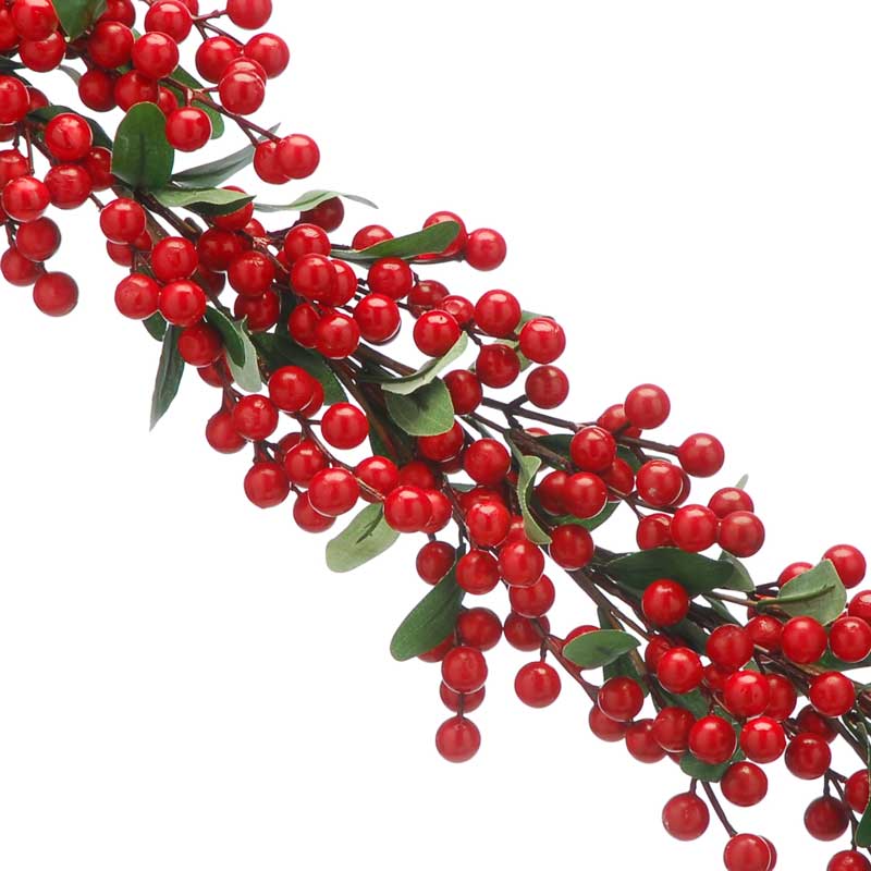 Festive Red Berry & Green Foliage Garland image 0