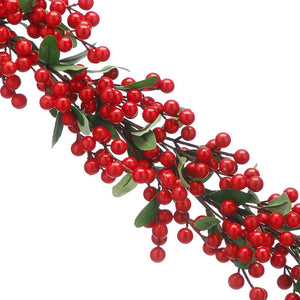 Festive Red Berry & Green Foliage Garland image 1