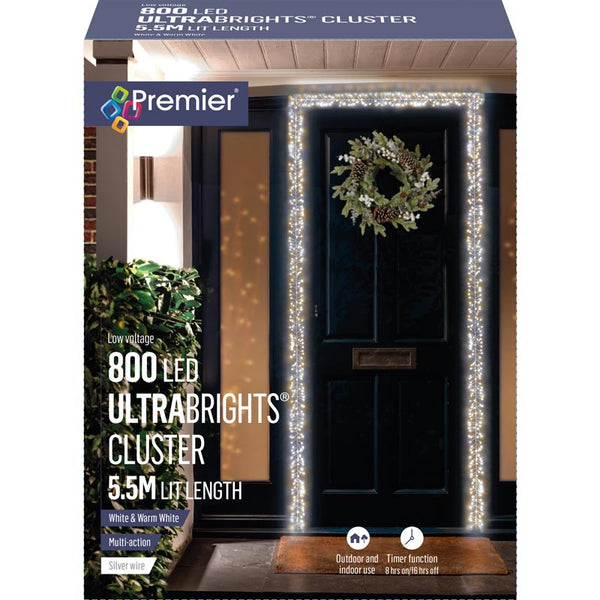 Premier 800 LED ULTRABRIGHTS CLUSTER with Timer - Warm White &amp; White image 0