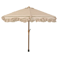 2.2m Striped Ruffle Frill Parasol - Beige image 0
