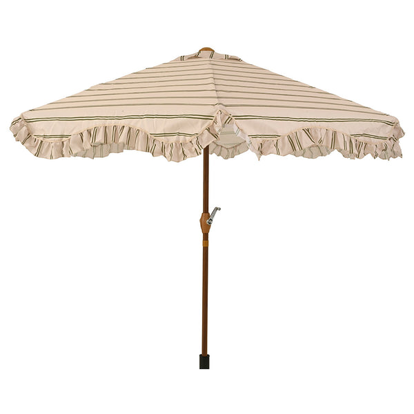 2.2m Striped Ruffle Frill Parasol - Beige image 0