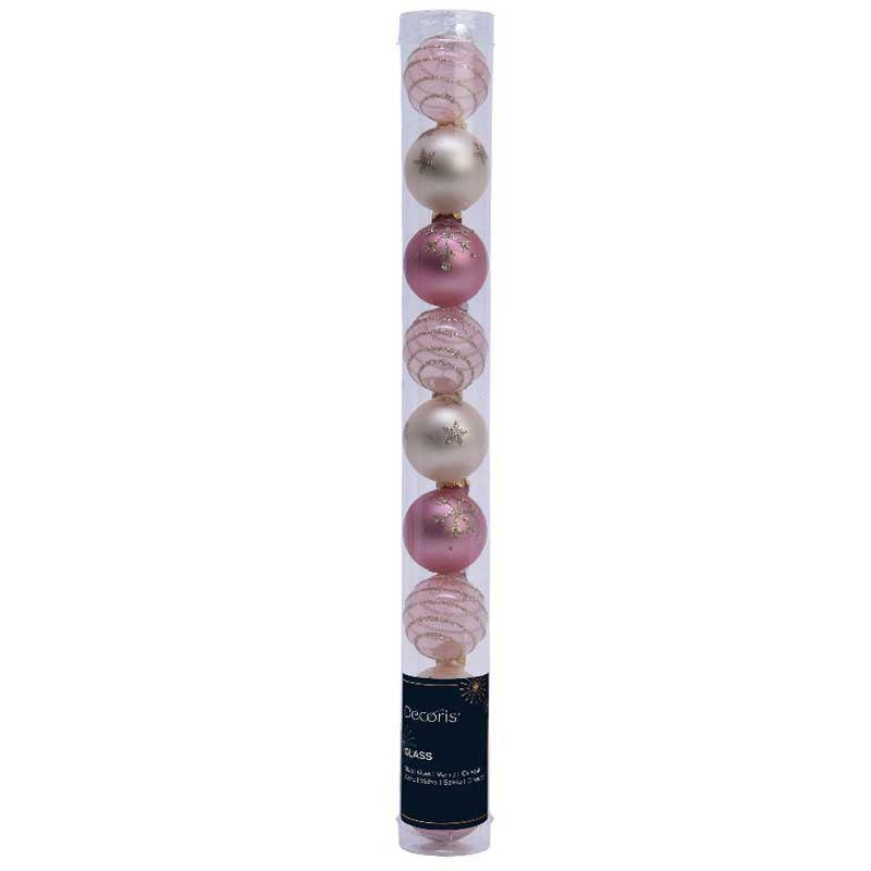 Decoris Glass Baubles in Pink (Pack of 9) image 0