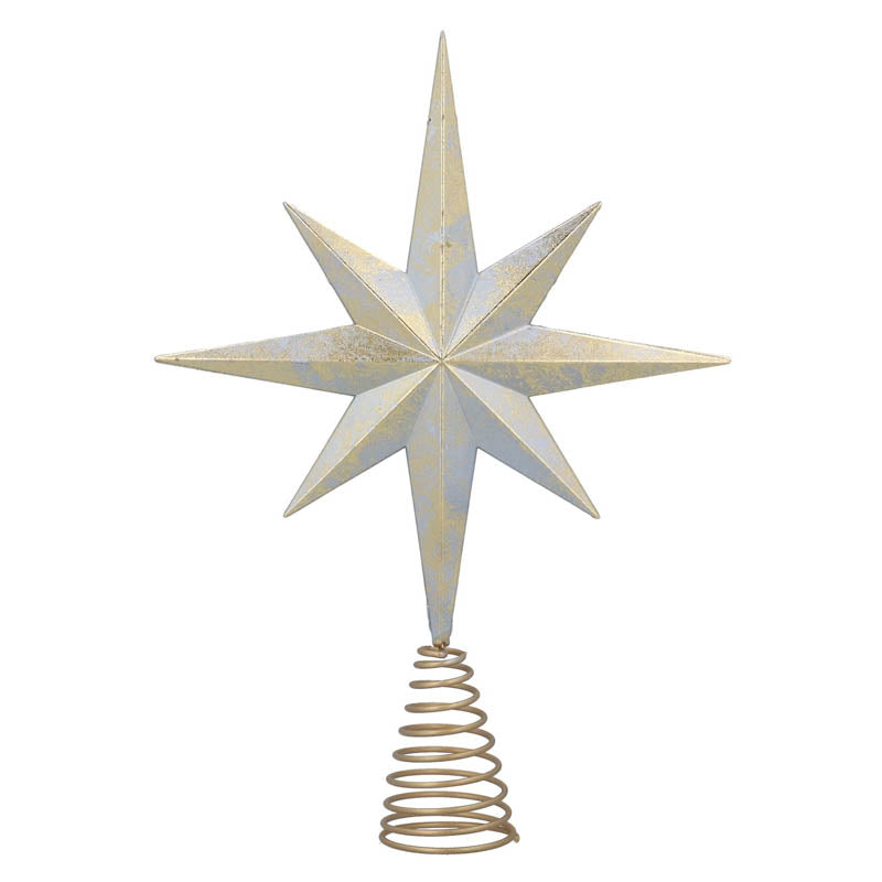 Gisela Graham Antiqued Gold 8 Point Tree Top Star image 0