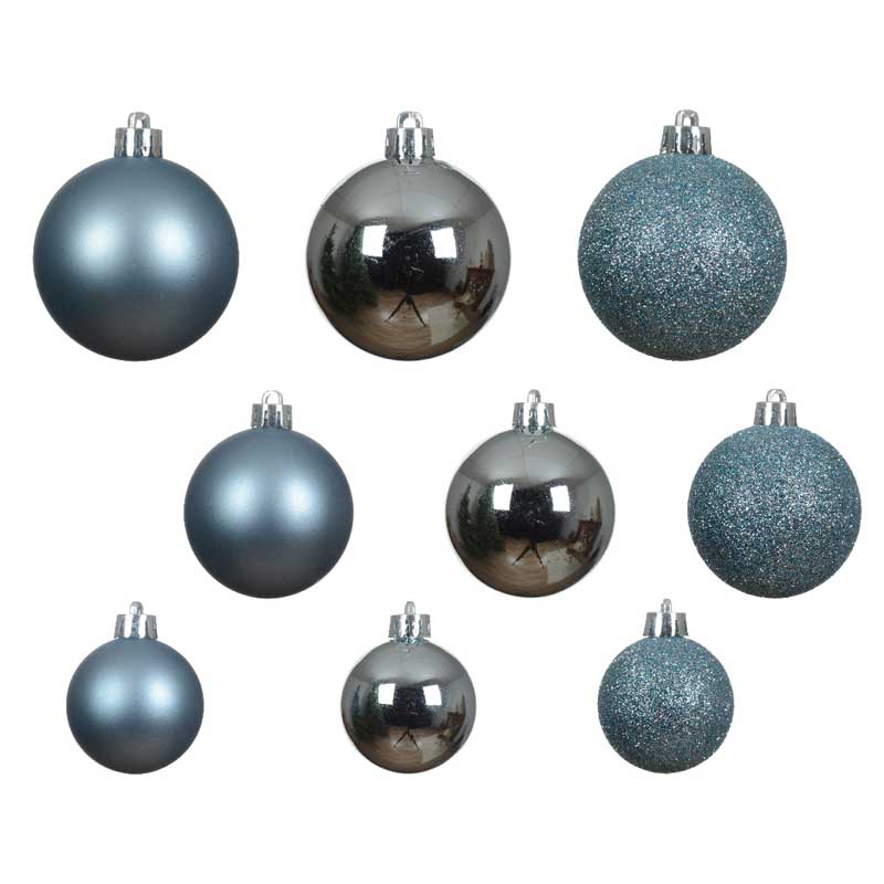Decoris Shatterproof Baubles in Blue Ice (Pack of 30) image 0
