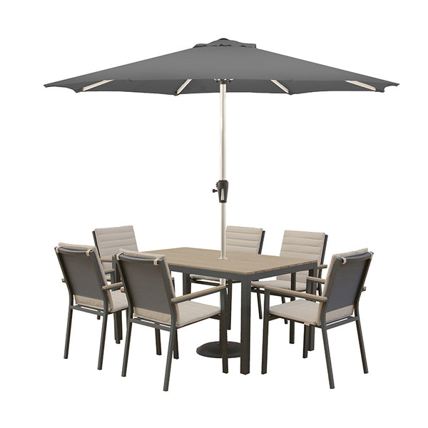 Bramblecrest Zurich 6 Seat Rectangular Dining Set with Parasol & Base image 4