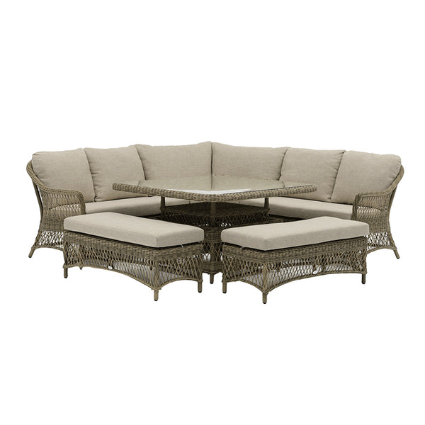 Bramblecrest RHS Rosemoor Rattan Modular Curved Corner Sofa Set with Square Dual Height Table image 5