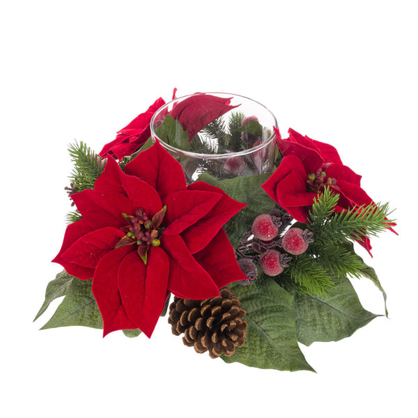 Floralsilk Deluxe Poinsettia Candle Holder image 0