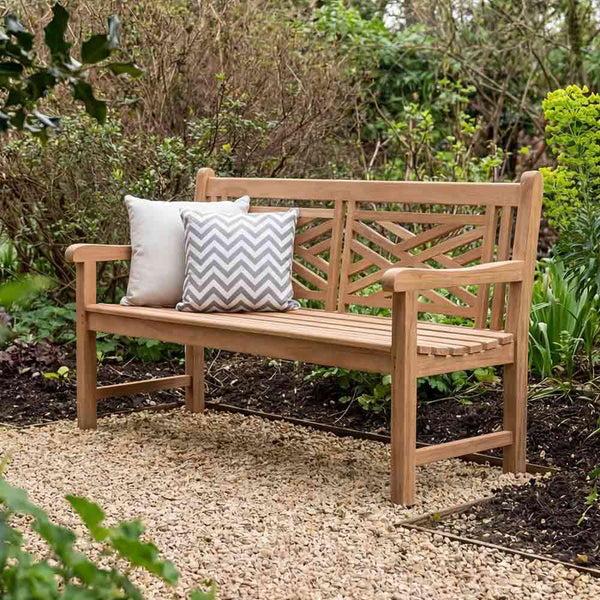 Bramblecrest Cross-Back Teak Garden Bench - Seats 2-3 image 0